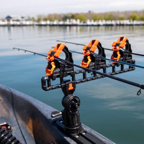 YakAttack SideStage Pro Rod Rack - Set of 2 with Style Options | Horizontal Fishing Rod Holder & Stager | Includes ClickTrac Rails & FlipGrips | Made in USA - style: Boat Track Systems