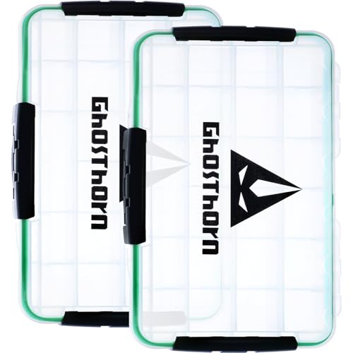 Ghosthorn Fishing Tackle Box, Waterproof 3600 and 3700 Tackle Trays, Plastic Tackle Box Organizer with Removable Dividers Storage Lure Box for Lures 2 Pack (3700 * 2) - size: 3700*2