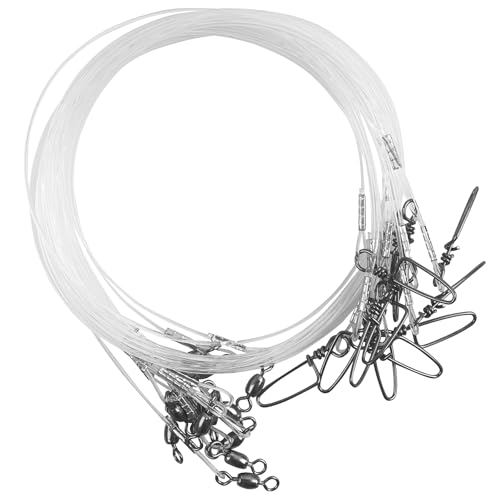 Fluorocarbon Fishing Leaders, 24pcs Invisible Wire Leader Line with Swivels Snap Fluorocarbon Fishing Line Leader Connects Lures Bait or Hooks for Saltwater Freshwater 20lb-50lb - size: 30LB-9''