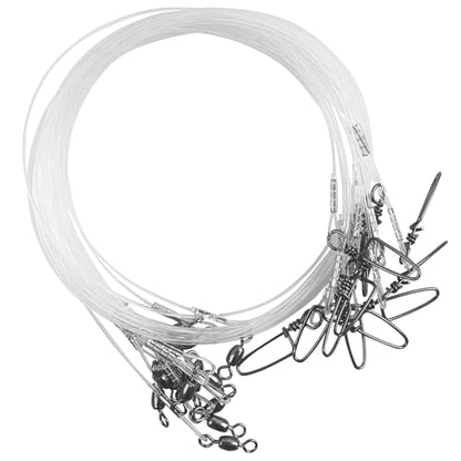 Fluorocarbon Fishing Leaders, 24pcs Invisible Wire Leader Line with Swivels Snap Fluorocarbon Fishing Line Leader Connects Lures Bait or Hooks for Saltwater Freshwater 20lb-50lb - size: 20LB-6''