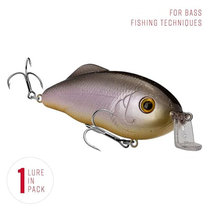 Strike King Hybrid Hunter Shallow Jr. Fishing Lure, Shallow Diving Crankbait, 90-Degree Bill, 3D Eyes, Loud Rattle, Dives 1 to 3-Feet,Size 4 & 6 Treble Hooks - color: Sweet Shad, size: 1 oz