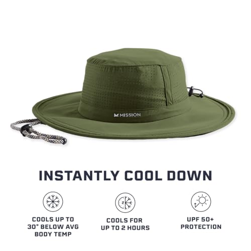 MISSION Cooling UPF Boonie Hat - Unisex Sun Hat for Hiking, Beach & Fishing - Sweat & Water Activated Technology - color: Bronze Green