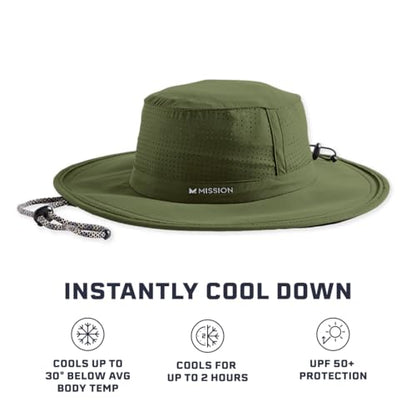 MISSION Cooling UPF Boonie Hat - Unisex Sun Hat for Hiking, Beach & Fishing - Sweat & Water Activated Technology - color: Bronze Green