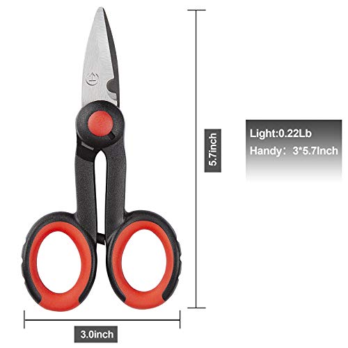 BXIO Fishing Scissors with Fishing Lanyard and Nylon Sheath, Braided Line Tools, Heavy Duty Anti-Slip Fiber Cable Cutter, Stainless Steel Fishing Pliers Scissors with Grinding Hook Tool - color: Black Red
