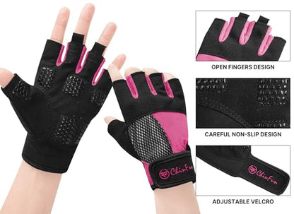 ChinFun Kayaking Gloves 3/4 Finger - Provide Cushioning and Protection, with Resistant Palm and Grip, Easy to Take on and Off, Perfect for Diving, Sailing, Kayaking - Men, Women, Youth - color: Fushcia, size: Small