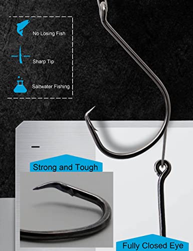 Circle Hooks Rigs Saltwater Steel Leader Wire, 25pcs Heavy Duty Circle Hook with Leader Wire Bass Catfish Fishing Lure Rig - size: 5/0