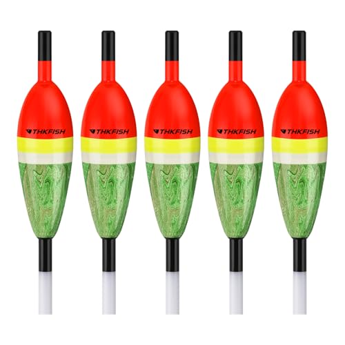 THKFISH Fishing Floats Balsa Wood Slip Bobbers, Fishing Bobbers Stick Slip Bobber for Fishing Crappie Bluegill Trout Bass Panfish Catfish Walleye 5PCS - color: Red, size: 3#:0.7in * 5pcs