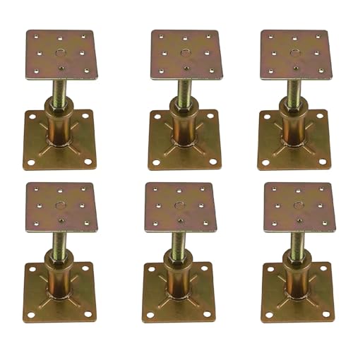 Adjustable 4 1/3" - 7" House Floor Jacks Mini Screw Post Pole for Leveling, Galvanized, 6 Pack - size: 4.3-7 inch