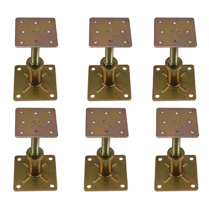 Adjustable 4 1/3" - 7" House Floor Jacks Mini Screw Post Pole for Leveling, Galvanized, 6 Pack - size: 4.3-7 inch