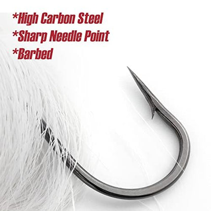 Dr.Fish 3 Pack Bucktail Jig Lure Hair Jig Saltwater Freshwater Lures Surf Fishing Bass Flounder Striper Bluefish Halibut Redfish - color: White (Pack of 3), size: 6 oz