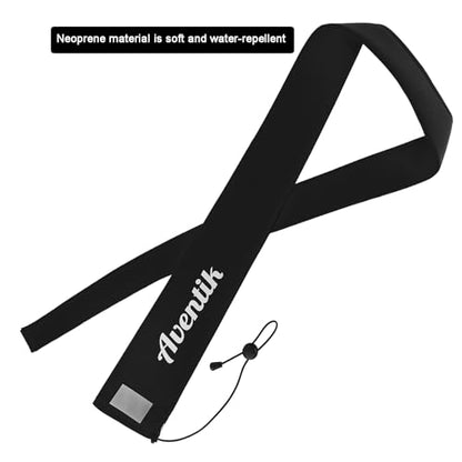 Aventik Lightproof Neoprene Rod Sleeve – Protective Fishing Rod Sock Cover with Hanging Loop & Adjustable Lanyard for Casting, Spinning & Trolling Rods - color: Black+Air vent, size: Length: 52''/1.32m