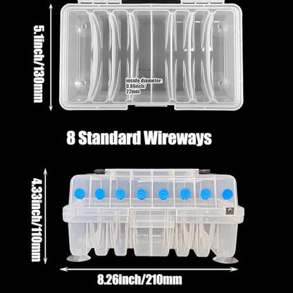Aventik Clear Fishing Line Organizer Built-in Cutter & Silicone Holes 6C/8C Clear Tangle Free Spool Storage Box for Fishing Line Management - color: 8 Compartments