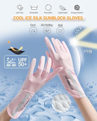 Sun Gloves for Women Men UV Protection UPF 50+, Extended-Cuff 2-Fingers-Flip Driving Gloves for Fishing, Running - color: Extended Beige