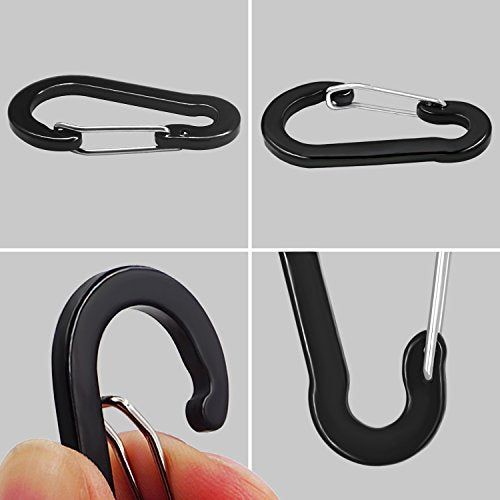 Lix&Rix Retractable Safety Coiled Lanyard with Aluminium Alloy Carabiner Clip, Black/Blue/Green/Red/Silver/Yellow - color: Black, Rotatable 3pcs