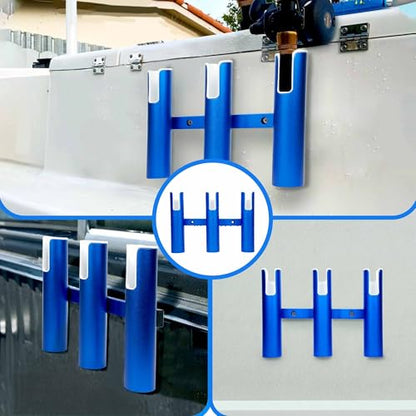Aluminium Fishing Rod Holders for Boat, Wall-Mounted Fishing Pole Roof Rod Rack,Surf Fishing Rod Holder for Truck, Boats & Yacht - color: 3 Tubes Blue