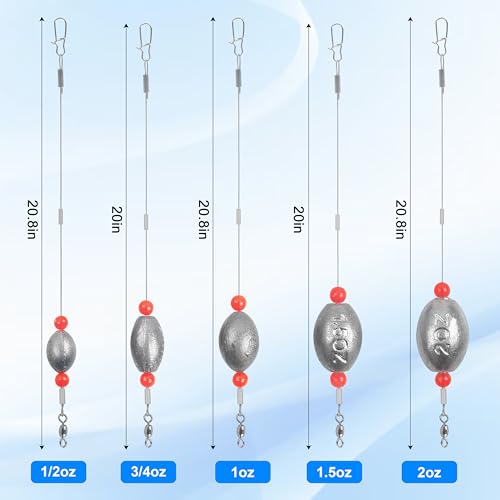 SILANON Pre-Rigged Carolina rig Saltwater Grouper Rig Egg Sinker Flounder Rigs with 10 Circle Hooks Steel Wire Leader for Catfish Snapper Flounder Halibut Redfish Surf Fishing Bottom Rig - size: 0.75oz Egg sinker Rig(4pcs)+Circle hooks(10pcs)