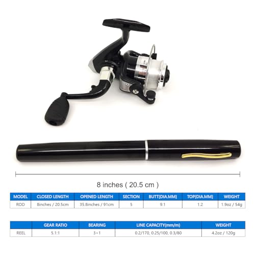 Pocket Mini 38inches Telescopic Pen Fishing Rod and Reel Combo, Portable Fishing Pole with Line Lure Hook for River Lake Reservoirs Ice Etc - color: Fishing Rod and Reel Combos