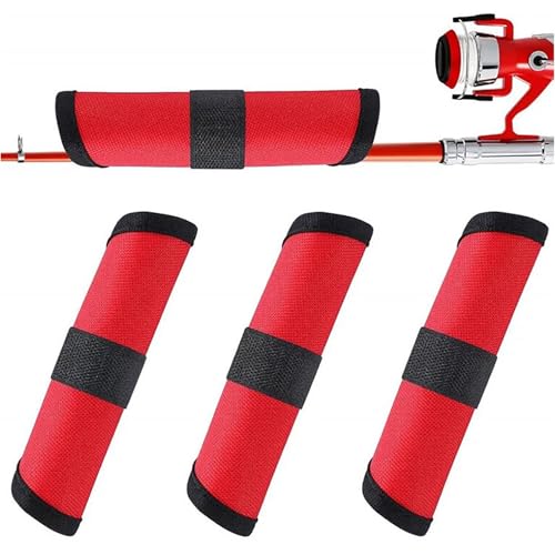 RLECS 6PCS 5.9 Inch Fishing Lure Cover Red Nylon Rod Sleeve Protector Suitable for Sea and Rock Fishing