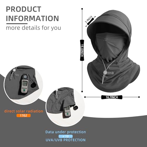 Cooling Breathable Balaclava Full Face Mask with Wide Brim Sun UV Protection Hood for Men Women Fishing Motorcycle Skiing - color: Dark Gray