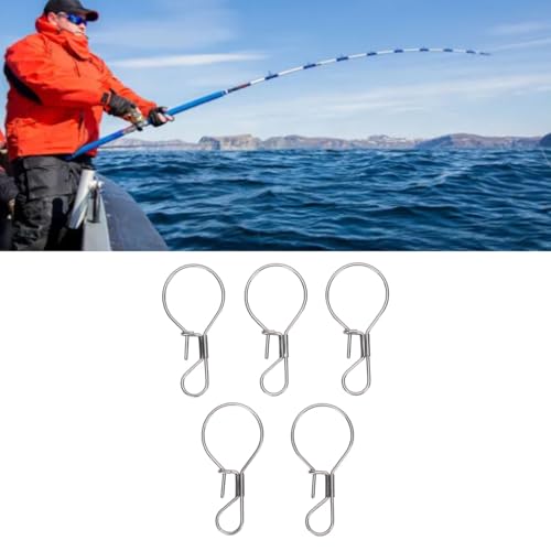 5PCS Stainless Steel Single Handed Live Fish Lock Buckle Fishing Locks for Freshwater and Saltwater Secure Your Catch with Stringer Clip Durable and Rustproof Fishing