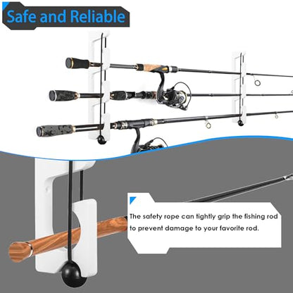 Horizontal Fishing Rod Holder, White Plastic Wall Mounted Fishing Rod Rack, Fishing Pole Holders for Boat, Garage, Pack of 2