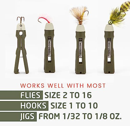 Fly and Ice Fishing Knot Tying Tool 2-Pack | Tie Knots for Flies, Hooks, and Jigs, Grip Eyelet, Thread Line, Clip Fishing Line