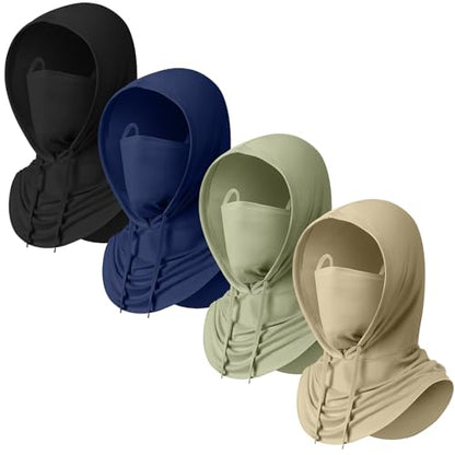 Funtery Summer Cooling Balaclava Mask, UV Protection Hood Mask Breathable Cycling Face Cover Full Head Scarf for Men Women - color: Black, Army Green, Milk Tea Color, Navy Blue