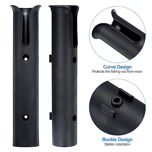 PATIKIL Fishing Pole Holder for Boat, 6 Pack Plastic Boat Pole Bracket Fishing Tube Rod Holder Racks Side/Wall Mounted with Screws for Boat Kayak Truck, Black