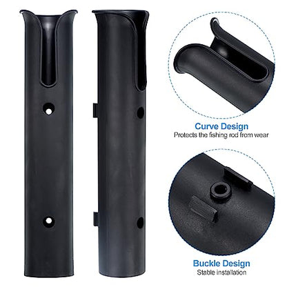 PATIKIL Fishing Pole Holder for Boat, 6 Pack Plastic Boat Pole Bracket Fishing Tube Rod Holder Racks Side/Wall Mounted with Screws for Boat Kayak Truck, Black