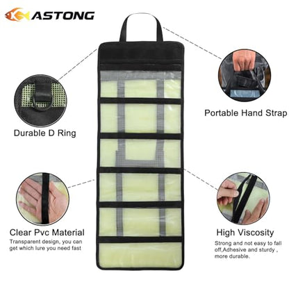 Fishing Lure Stroage Bag Covenient 6 Pocket Large Capacity PVC Heavy Duty Protective Cover Durable Fishing Bag for all Fishing Bait Trolling Fishing Lure Wraps Box for Saltwater (1pc, Yellow) - color: Yellow