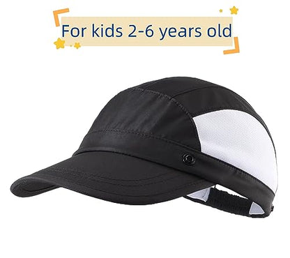 Connectyle Kids Sun Hat with Removable Neck Flap UPF 50+ Sun Protection Baseball Cap Summer Beach Sun Hats 3-6 Years - color: Black