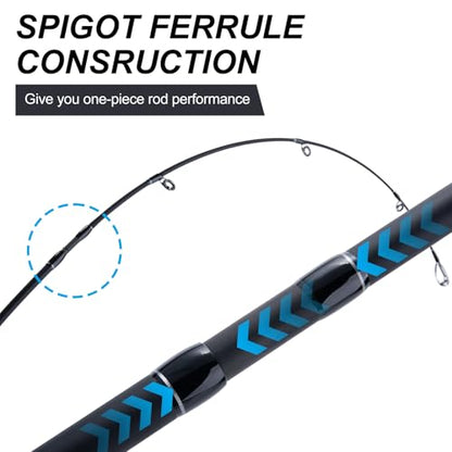 Goture Portable Travel Spinning Fishing Rod - 5/6 Sections Adjustable Rods with Case - Lightweight 24T Carbon Fiber Fishing Rods for Trout Bass Walleye Pike Saltwater Freshwater, 7FT Impact Series