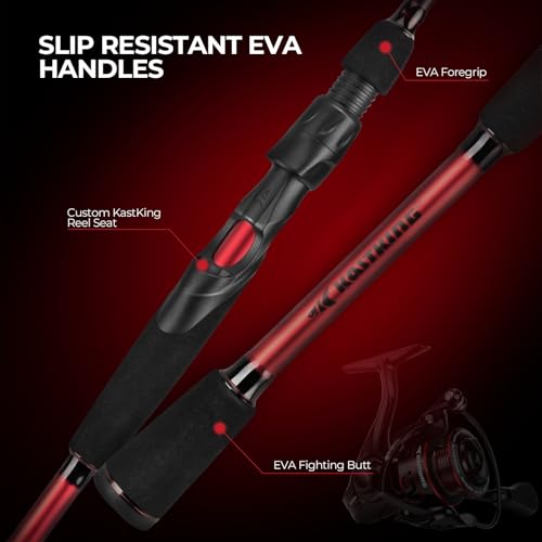 KastKing Royale Legend II Twin Tip Fishing Rod and Reel Combos, Spinning & Casting Combo, IM6 Graphite 2Pc Blanks, Extra Backup Tip Section, Stainless-Steel Guides, KastFlex Technology, EVA Handles - style: Spin: 3000 Reel, 7'0''- M Rod(2 Pcs + Extra Tips