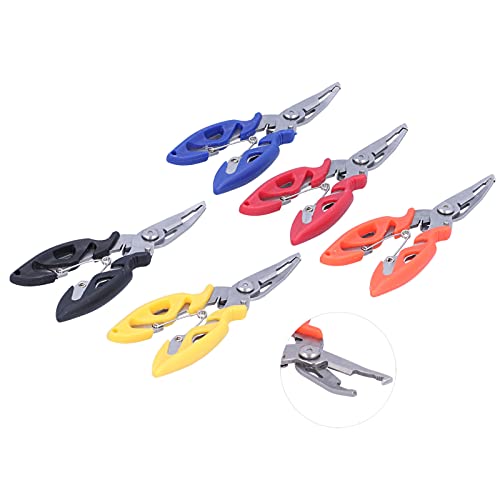 Pssopp 5-Piece Fishing Tool Set, Stainless Steel Pliers with Hook Remover, Curved Scissors, Braid Line Cutters, Split Ring Tool