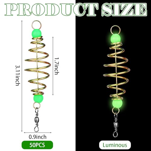 Wonderjune 50/30 Pcs Carp Rig Luminous Carp Fishing Equipment Bait Holder Metal Fishing Feeder Basket Multisize Olive Shape Summer for Freshwater Lures Basket Mullet Accessories - size: 3.11"