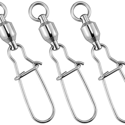 Dr.Fish 20 Pack Ball Bearing Snaps Swivels Fishing Tackles Duo Lock Snaps Stainless Steel Saltwater Freshwater Lure Leader Line Connector - size: #1-40LB-20 Pack