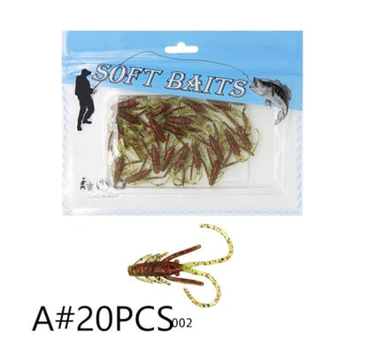 20pcs Craw Fishing Soft Plastic Lure 1.6'' Freshwater Crappie Bass Perch - color: C# 20PCS