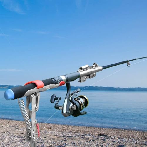 LBW Automatic Spring Fishing Rod Holder for Ground Bank Fishing Pole Holder Hook Setter Adjustable High Sensitivity Stainless Steel Spring Loaded Rod Holder for Fishing 4 Pack