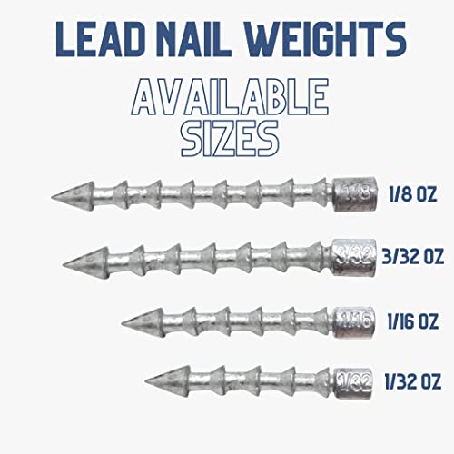 Reaction Tackle Nail Weights for Bass Fishing - Insert Pencil Sinkers for Wacky Rig, Neko Rig and Soft Plastic Lures - Freshwater and Saltwater - 25-Pack - size: Variety Pack: 1/32, 1/16, 3/32, 1/8 Oz (40 Piece)