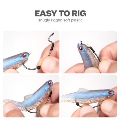 OJY&DOIIIY Offset EWG Worm Fishing Hook, Dual Anti-Slip Bait Keeper System Wide Gap Texas Rig Hook for Soft Plastic Baits 40/30-Pack 1/0 2/0 3/0 4/0 5/0 - size: 5/0 - 30Pack