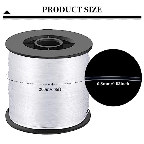 200 Meters Fishing Line, 0.8mm 57LB Clear Nylon Fishing Line for Fishing, Hanging, Crafts