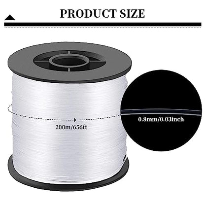 200 Meters Fishing Line, 0.8mm 57LB Clear Nylon Fishing Line for Fishing, Hanging, Crafts