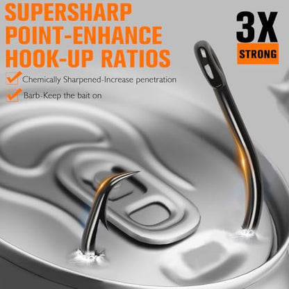 Dovesun Circle Hooks Saltwater 20-25pcs, 3X Strong Circle Fishing Hooks for Catfish in-line Catfish Hook for Striper, Mackerel, Bass, Tuna 3/0 4/0 5/0 6/0 7/0 8/0 9/0 10/0 12/0 - size: 12/0-20pcs