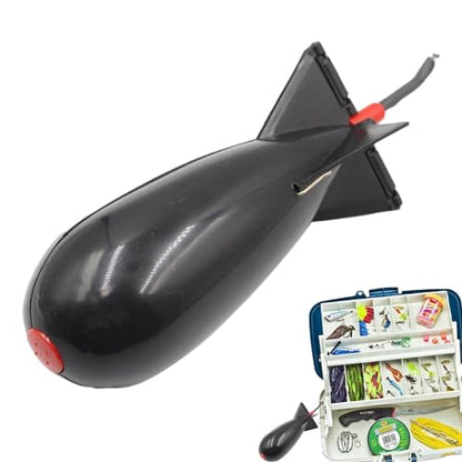 Rocket Bait Feeder - Lightweight Fishing Bait Feeder, Carp Fishing Feeder with Rocket Shape | Carp Fishing Tackle, Fishing Lure, Fishing Bait Cage Float Thrower Suitable for Swimbait Swimming Lures - color: Black