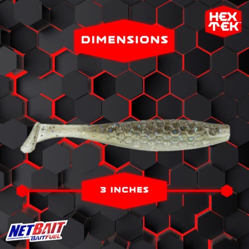 NetBait HexTek Blip Minnow | Soft Plastic Swimbait | Precision Finesse Paddle-Tail for Bass | Electric Shad, 3-Inch