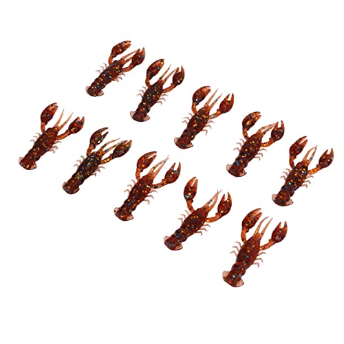 Flexible PVC Soft Fishing Lure Crawdad Baits, Set of 10 Portable Shrimp Lures, Reusable Elastic Bait for Outdoor Fishing Enthusiasts - color: Dark Brown