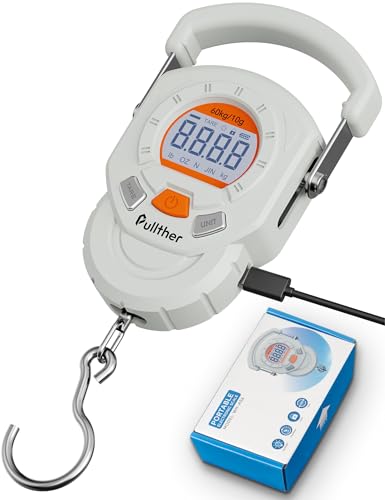 Fish Scale, Max 130lbs Fishing Scale,Multi-Mode Pound/Ounces & Kilograms,LCD Display - style: White USB
