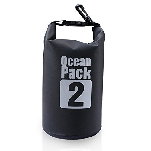 Dry Sack/Floating Waterproof Bag 2L/5L/10L/20L/30L for Boating, Kayaking, Hiking, Snowboarding, Camping, Rafting, Fishing and Backpacking - color: Black, size: 2L