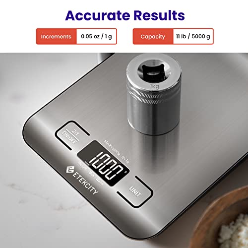 Etekcity Food Kitchen Scale, Digital Grams and Ounces for Weight Loss, Baking, Cooking, Keto and Meal Prep, LCD Display, Medium, 304 Stainless Steel - color: Stainless Steel