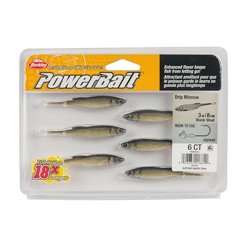 Berkley PowerBait Drip Minnow Fishing Soft Bait - color: Black Shad, size: 3"